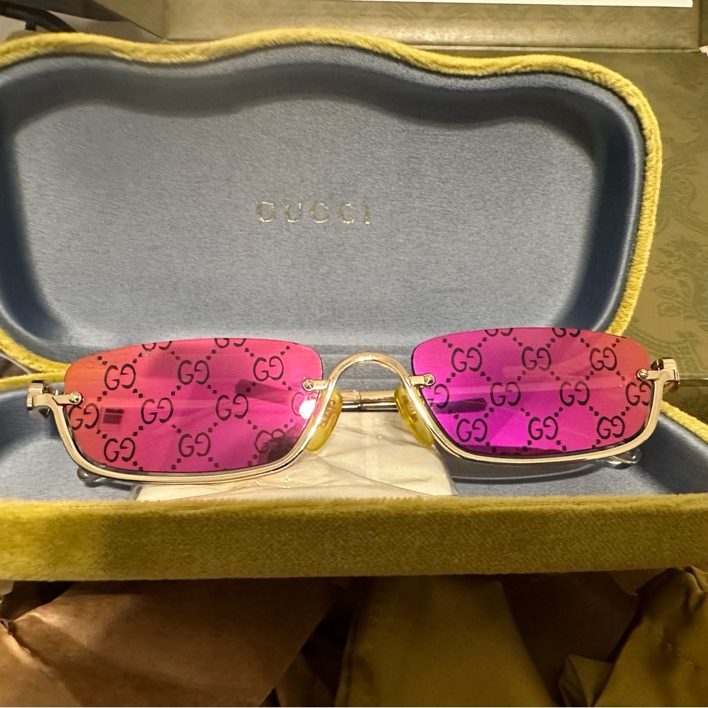 GUCCI RECTANGULAR-FRAME SUNGLASSES